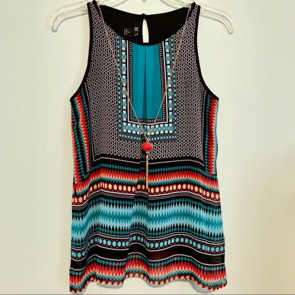 NWOT Boho BCX Flowy Top w/ Necklace Attached S - Picture 2 of 8